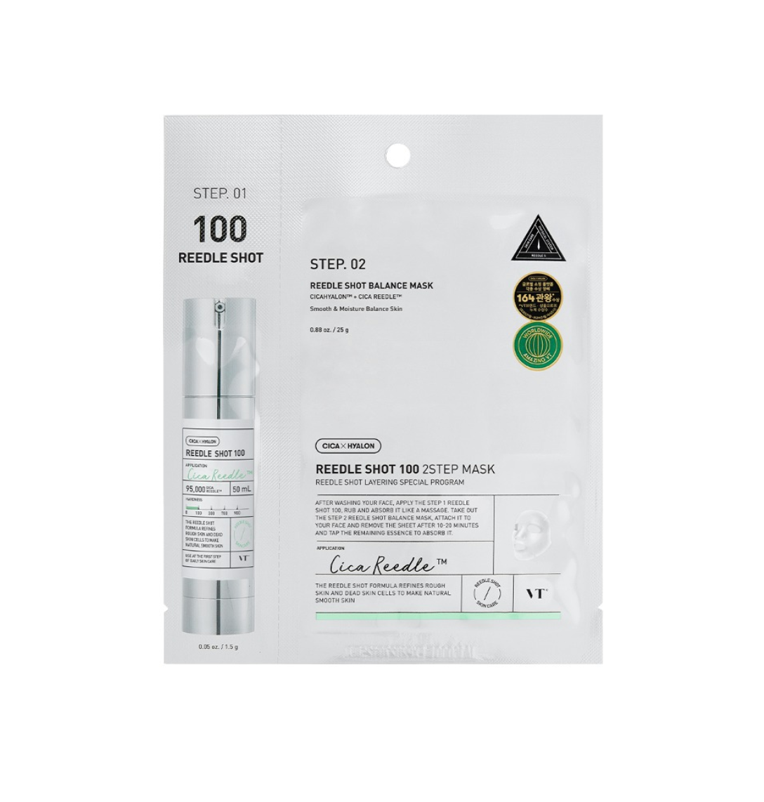 VT Cosmetics MILD REEDLE SHOT 100 2-STEP MASK (1ea) - Suunsu Korean skincare
