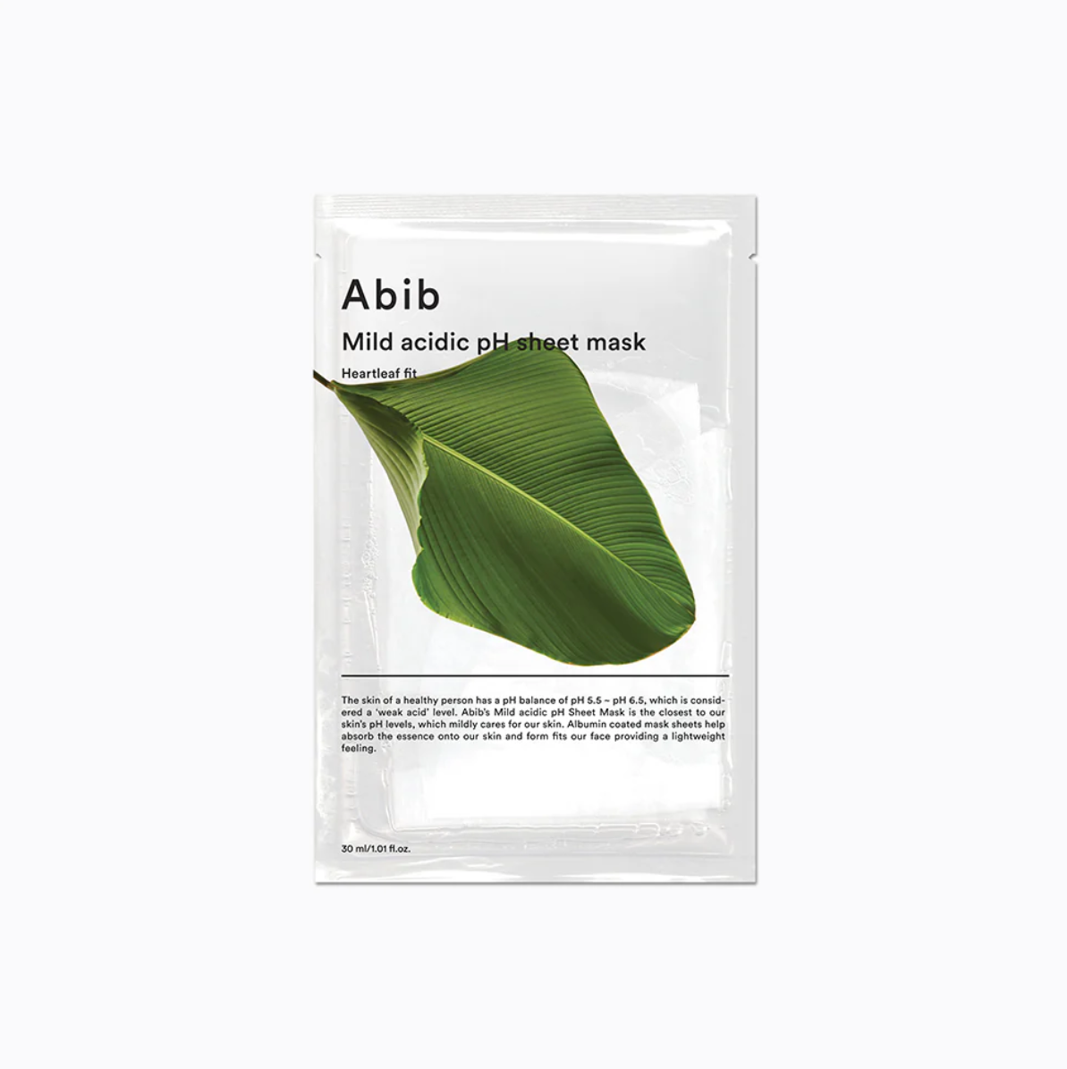 Abib Mild Acidic pH Sheet Mask Heartleaf Fit (1ea) - Suunsu Korean skincare