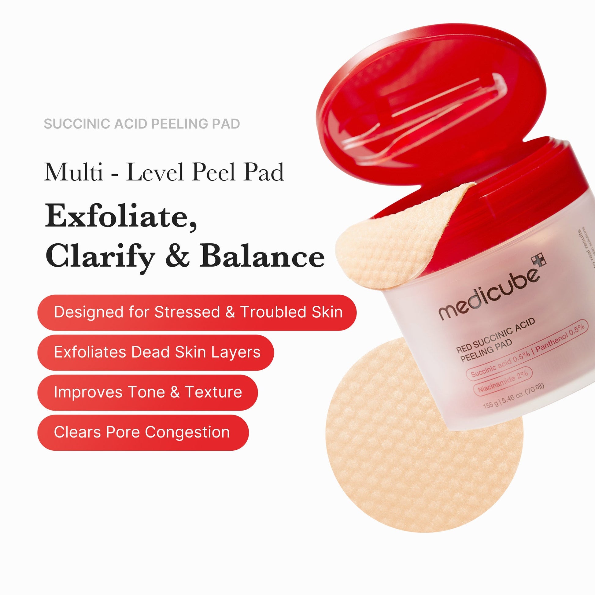 Medicube Red Succinic Acid Peeling Pad detail 1