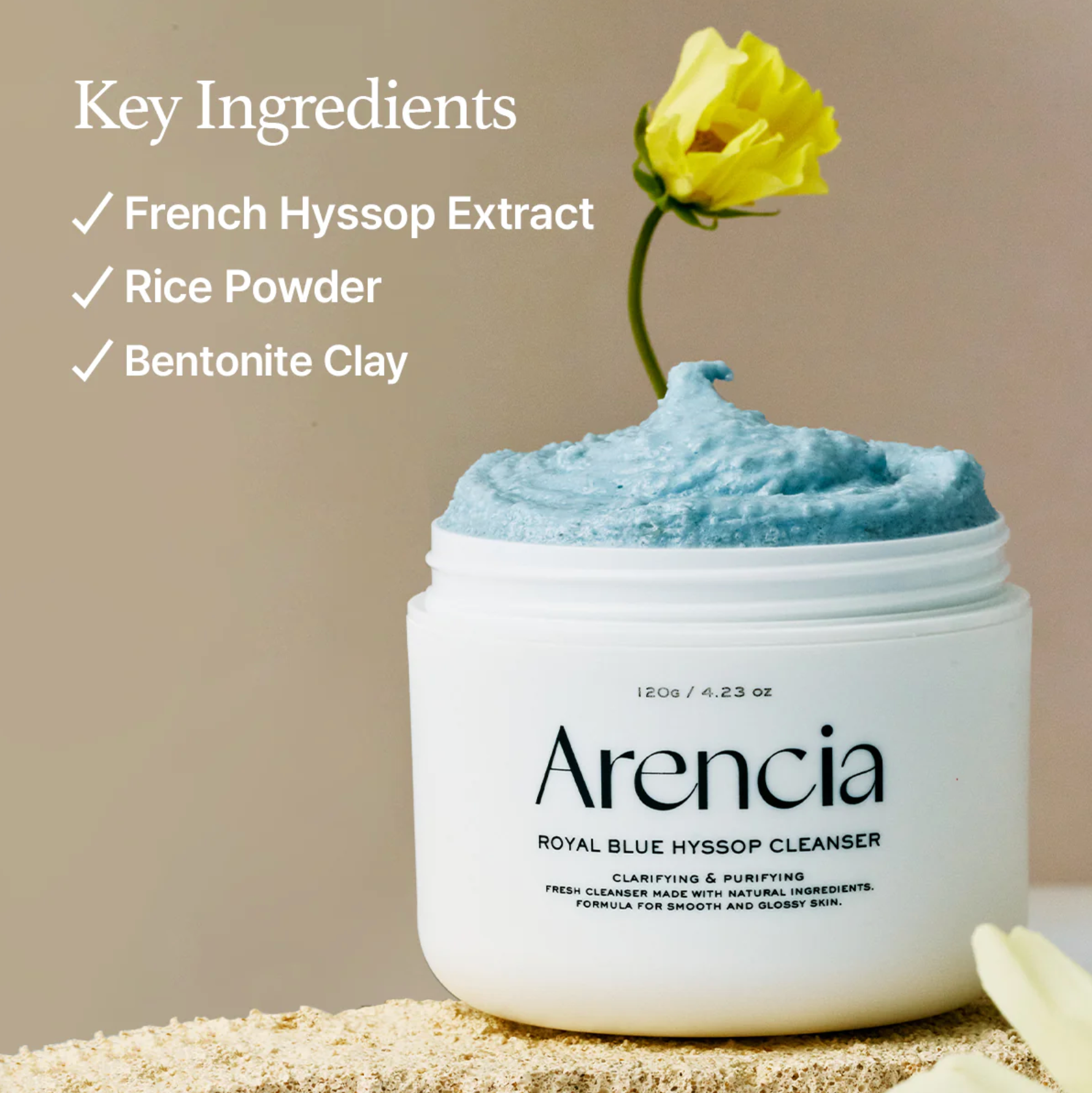 Arencia Fresh Blue Hyssop Rice Mochi Cleanser 120g