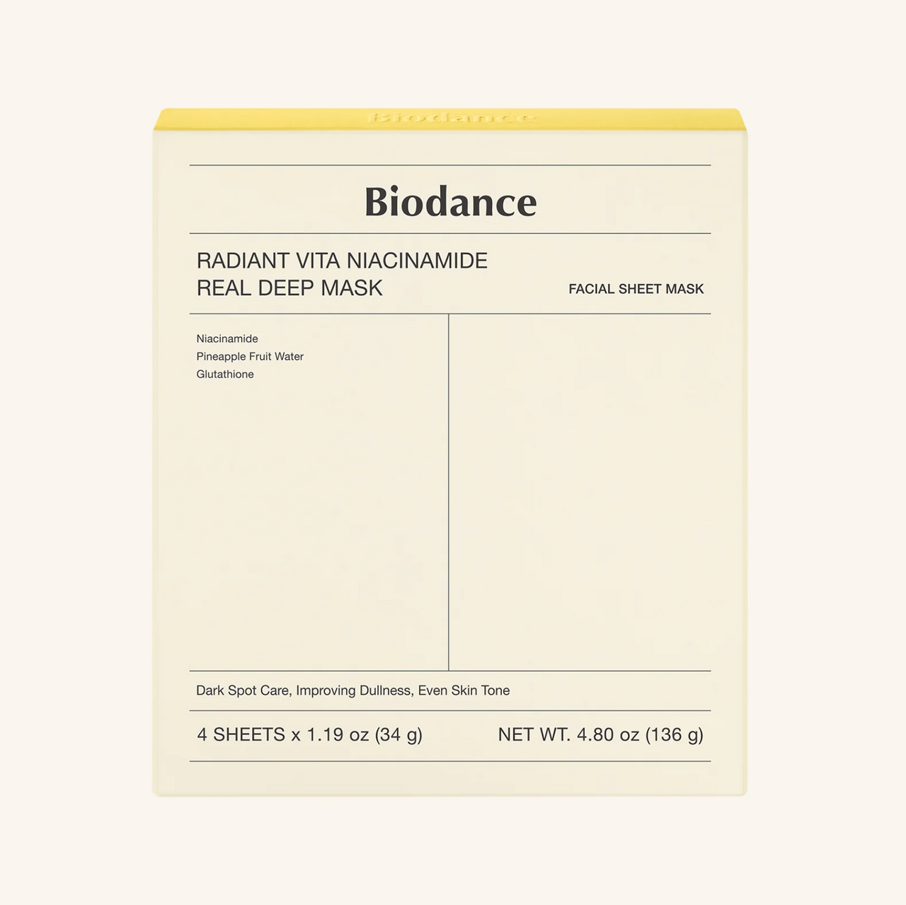 Biodance Radiant Vita Niaciamide Real Deep Mask [1ea] - Suunsu Korean skincare