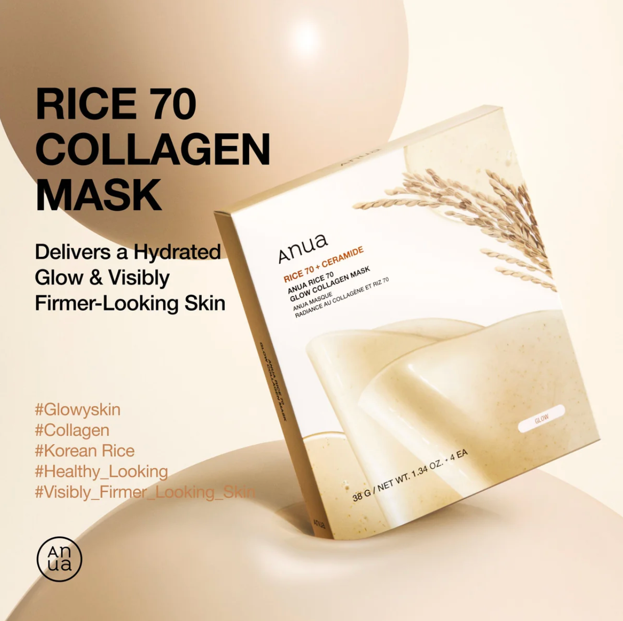 ANUA Rice70 Glow Collagen Mask [1EA]