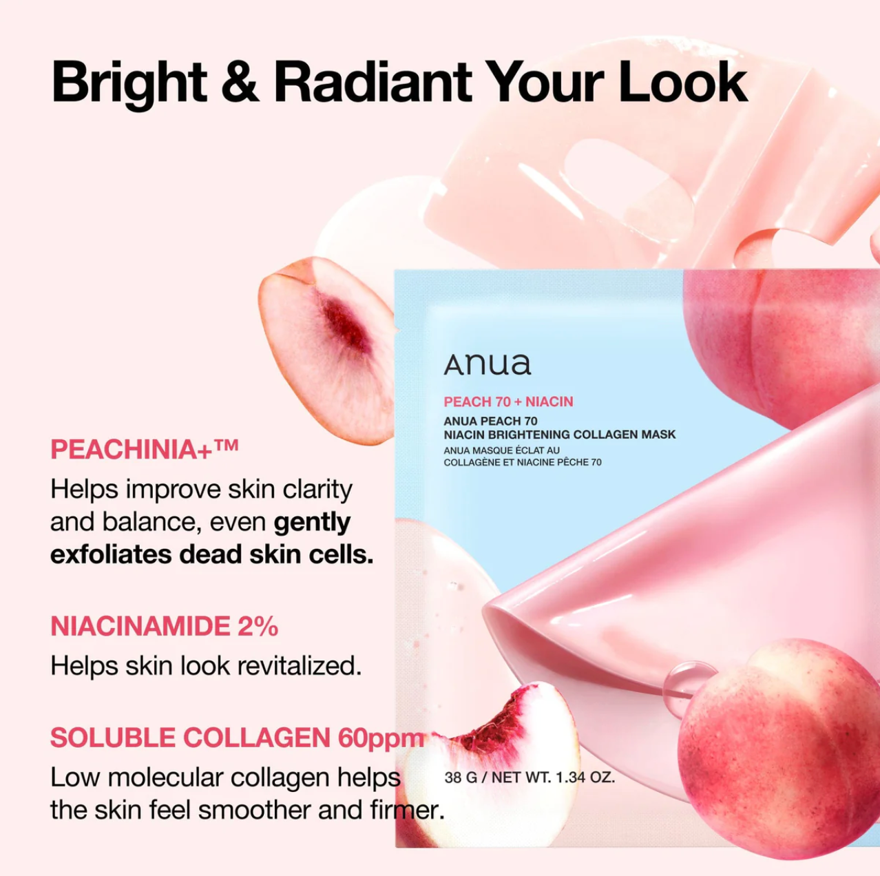 ANUA Peach 70 Niacin Brightening Collagen Mask[1EA]