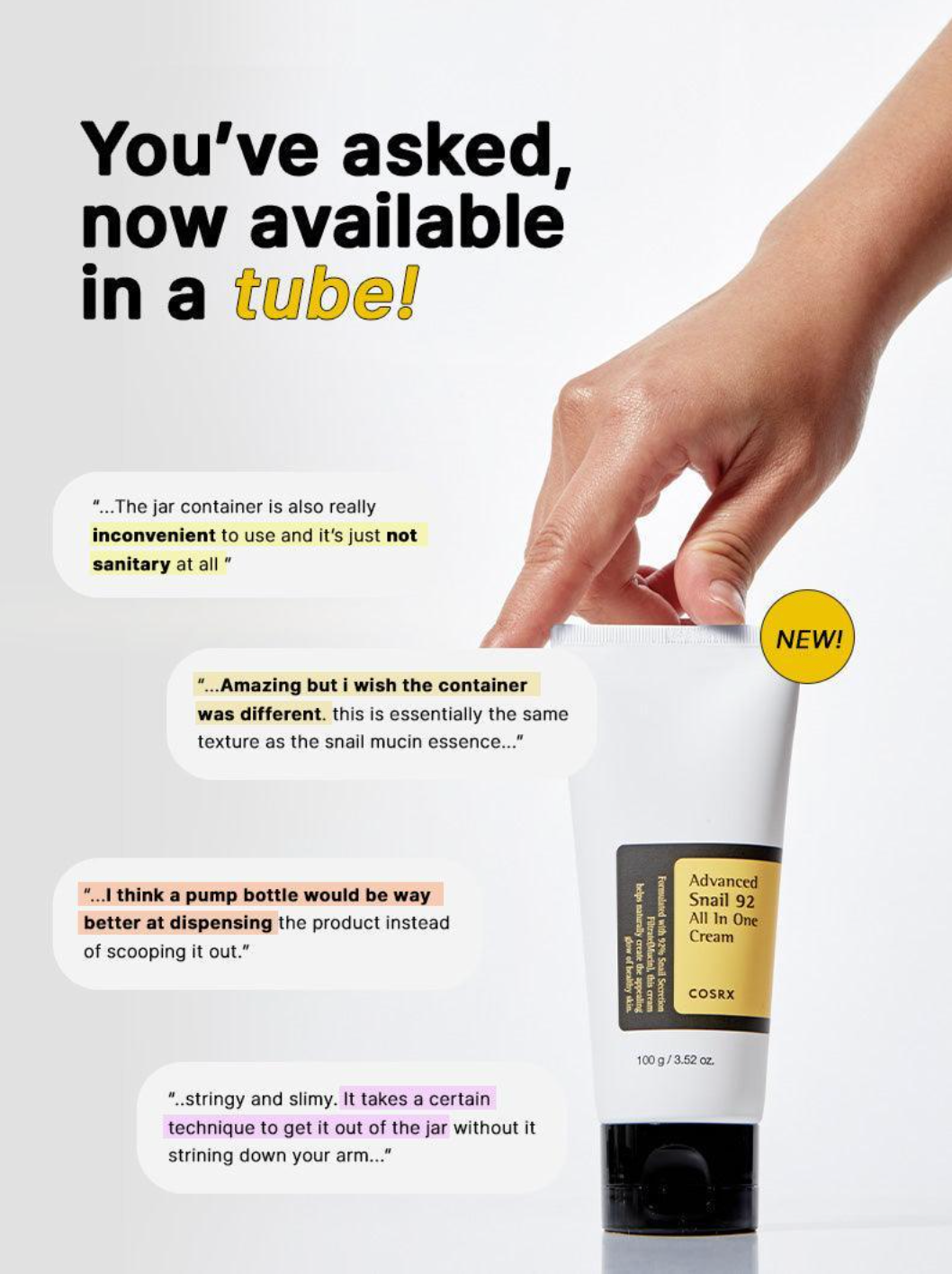 COSRX Advanced Snail 92 All In One Cream 100g [Tube]