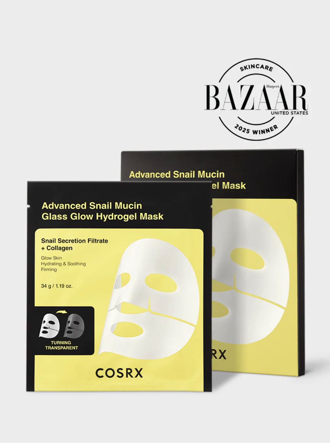 COSRX Advanced Snail Mucin Glass Glow Hydrogel Mask [1EA] - Suunsu Korean skincare