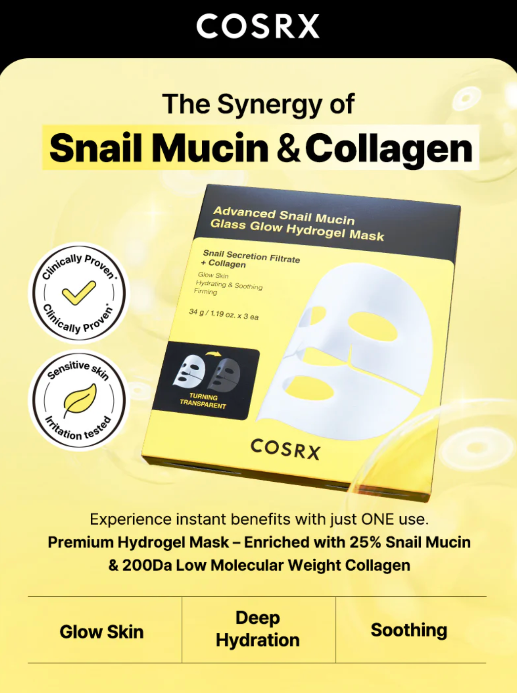 COSRX Advanced Snail Mucin Glass Glow Hydrogel Mask [1EA]