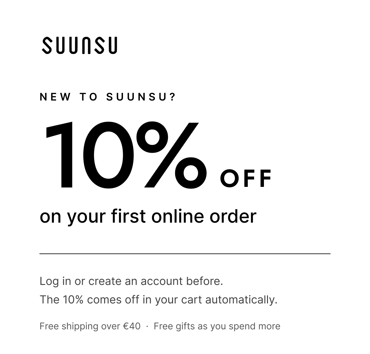 10% off your first online order