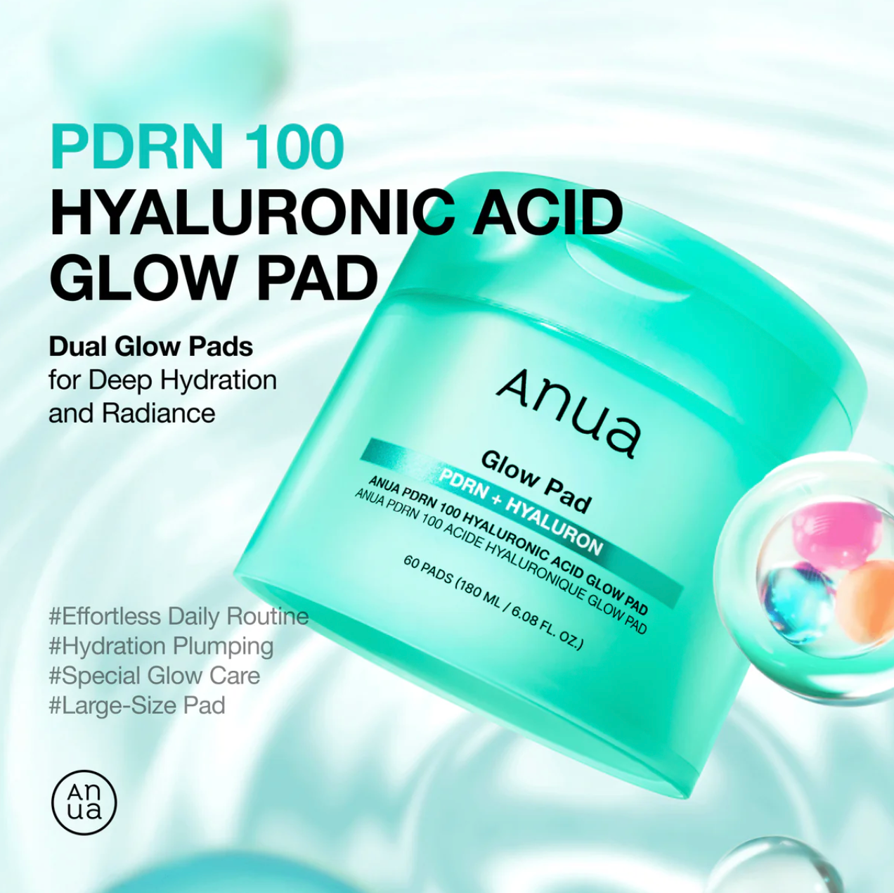 ANUA PDRN 100 Hyaluronic Acid Glow Pad (60ea)