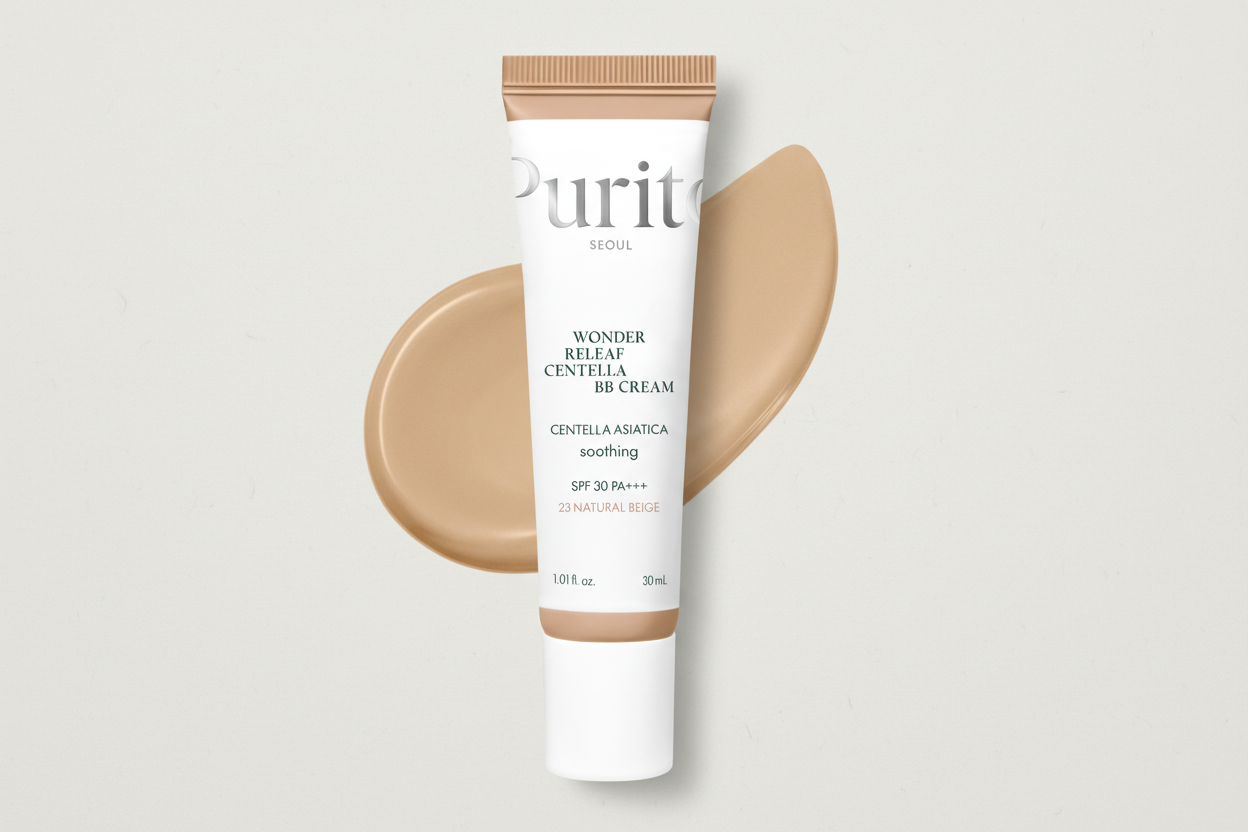 Purito Wonder Releaf Centella BB Cream tube on a white background