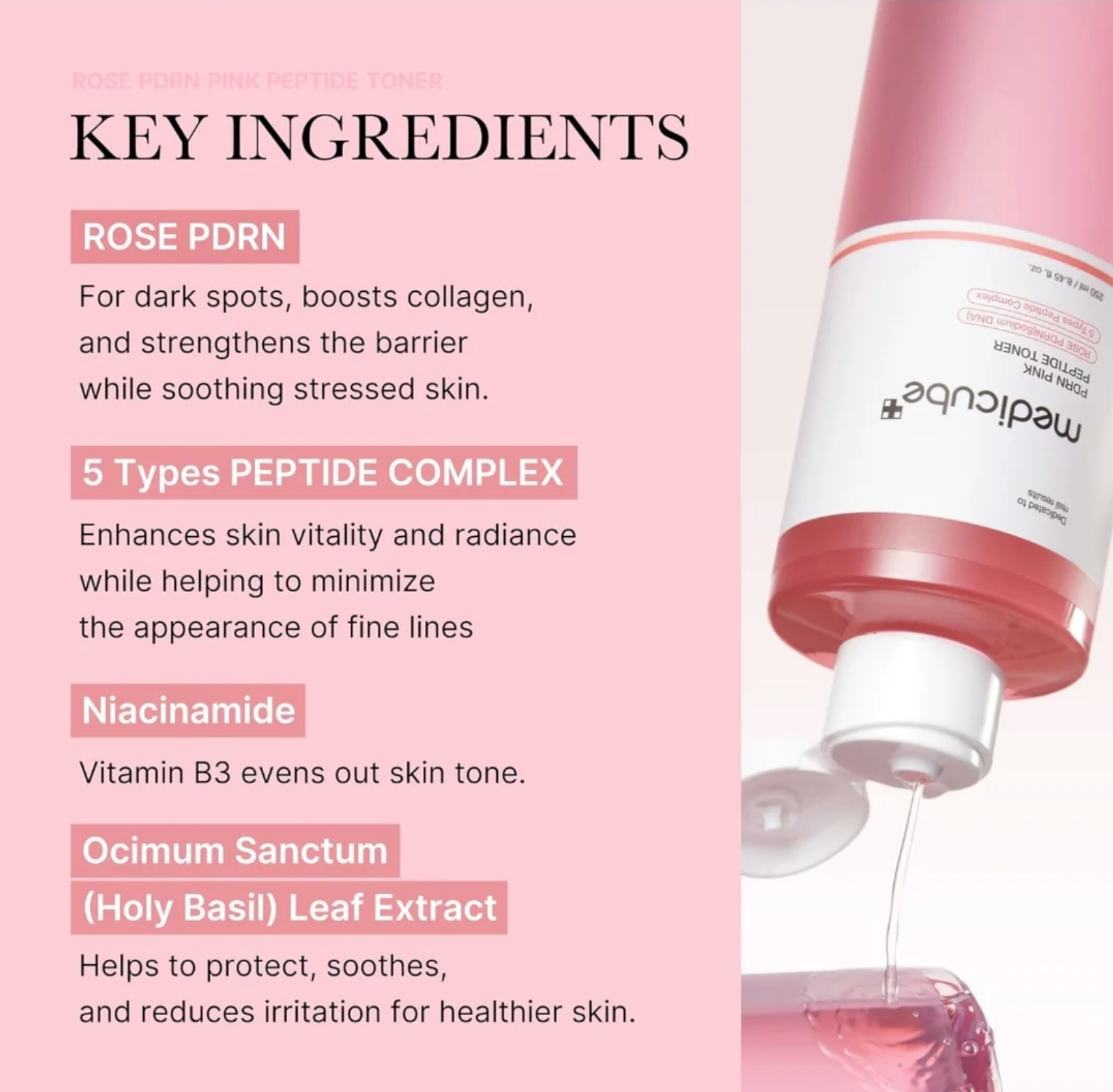 Medicube PDRN Pink Cica Peptide Soothing Toner 250ml