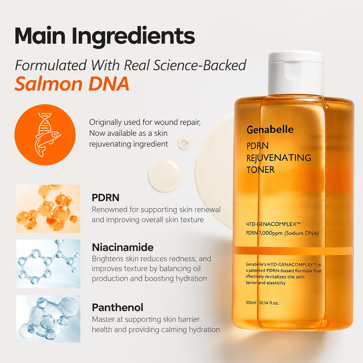 Genabelle PDRN Rejuvenating Toner application